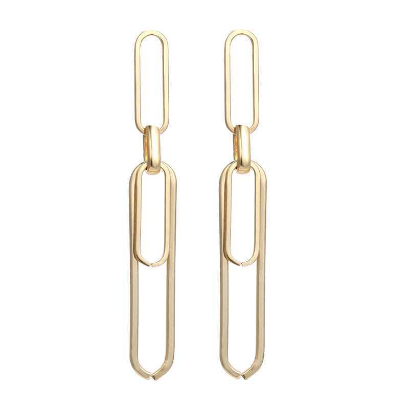 Simple Women Vintage Metal Glossy Surface Geometric Clip Earrings