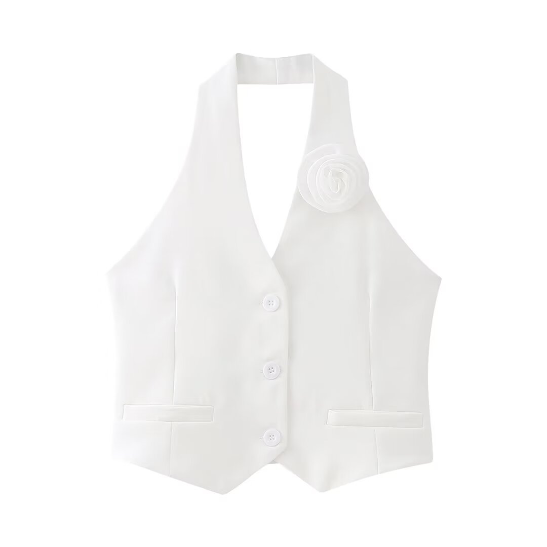 Lady's Flower Decorative Waistcoat Vest