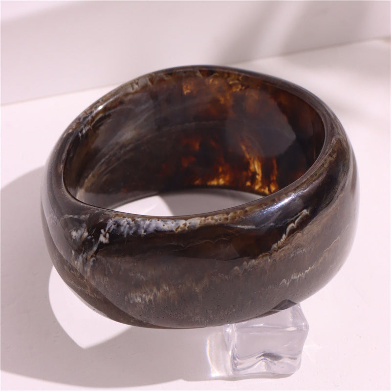 Resin Oval Wide Geometric Blooming Bracelet