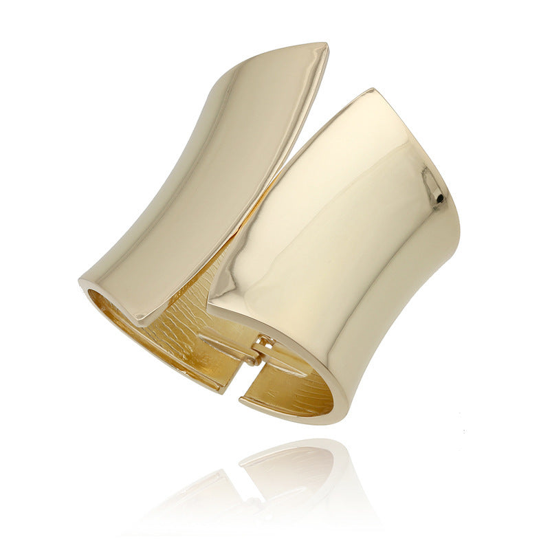European and American exaggerated metal glossy punk super wide bracelet