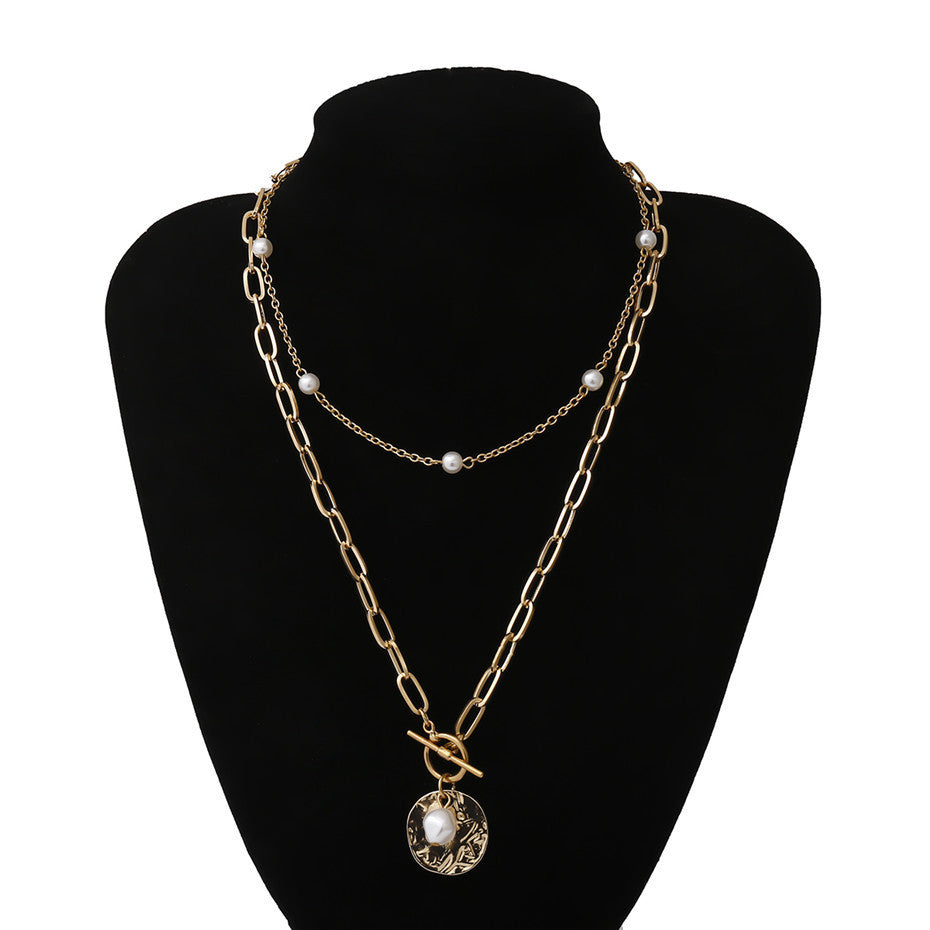 Pearl coin pendant necklace