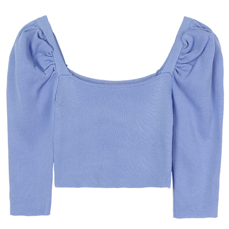 Square neck puff sleeve short sleeve