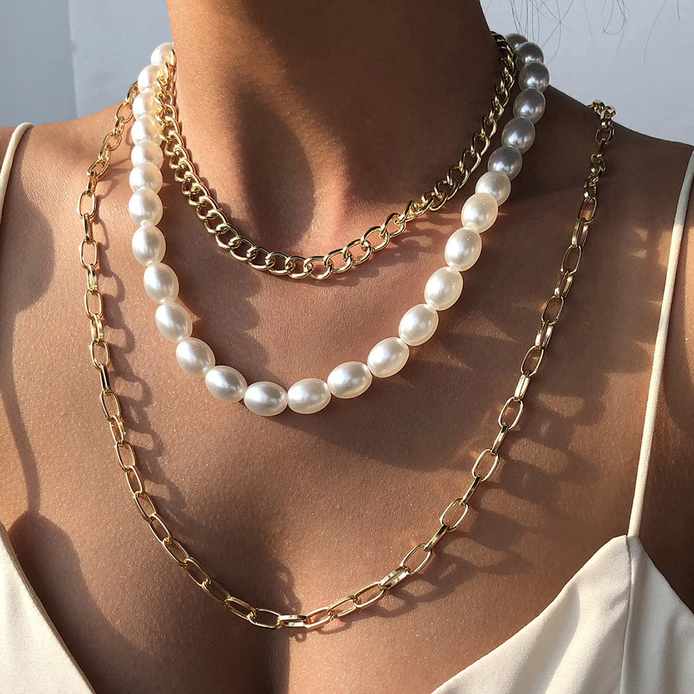 Imitation Oval Pearl Choker