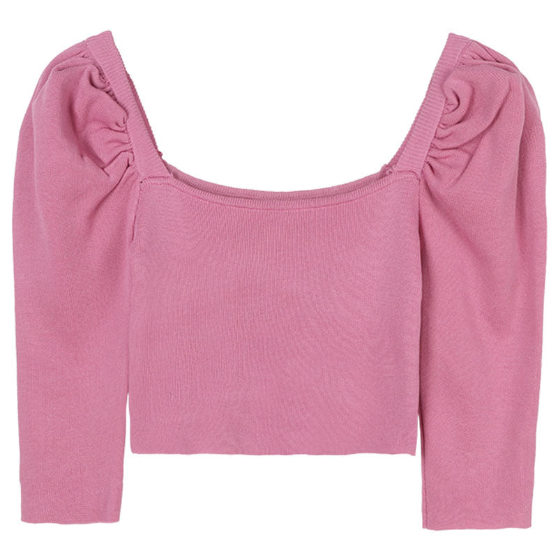 Square neck puff sleeve short sleeve