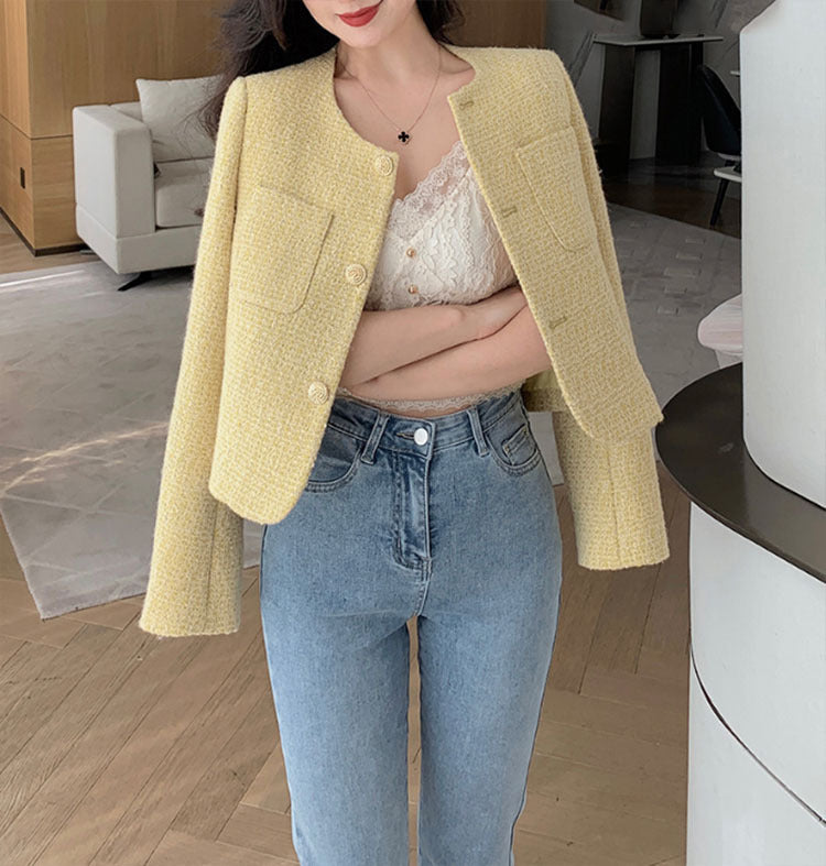 French Style Jacket Women's Coat Tweed