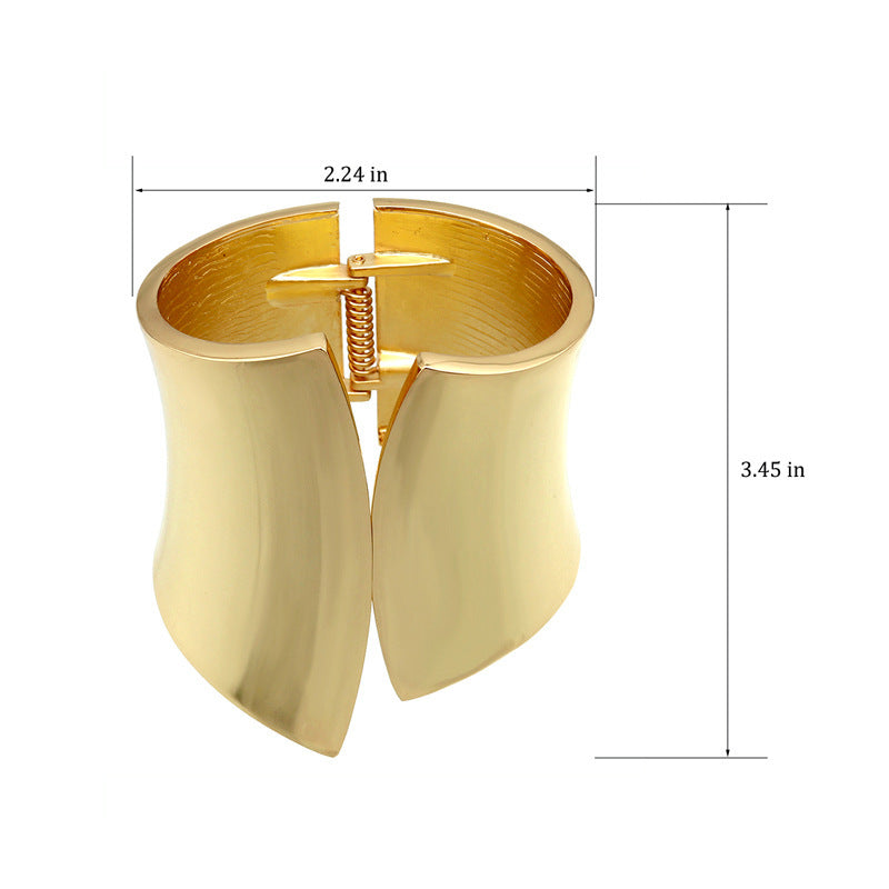 European and American exaggerated metal glossy punk super wide bracelet