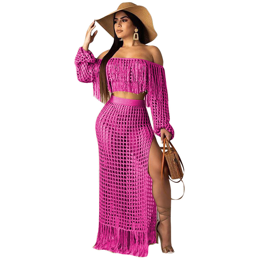 Casual mesh fringed beach skirt