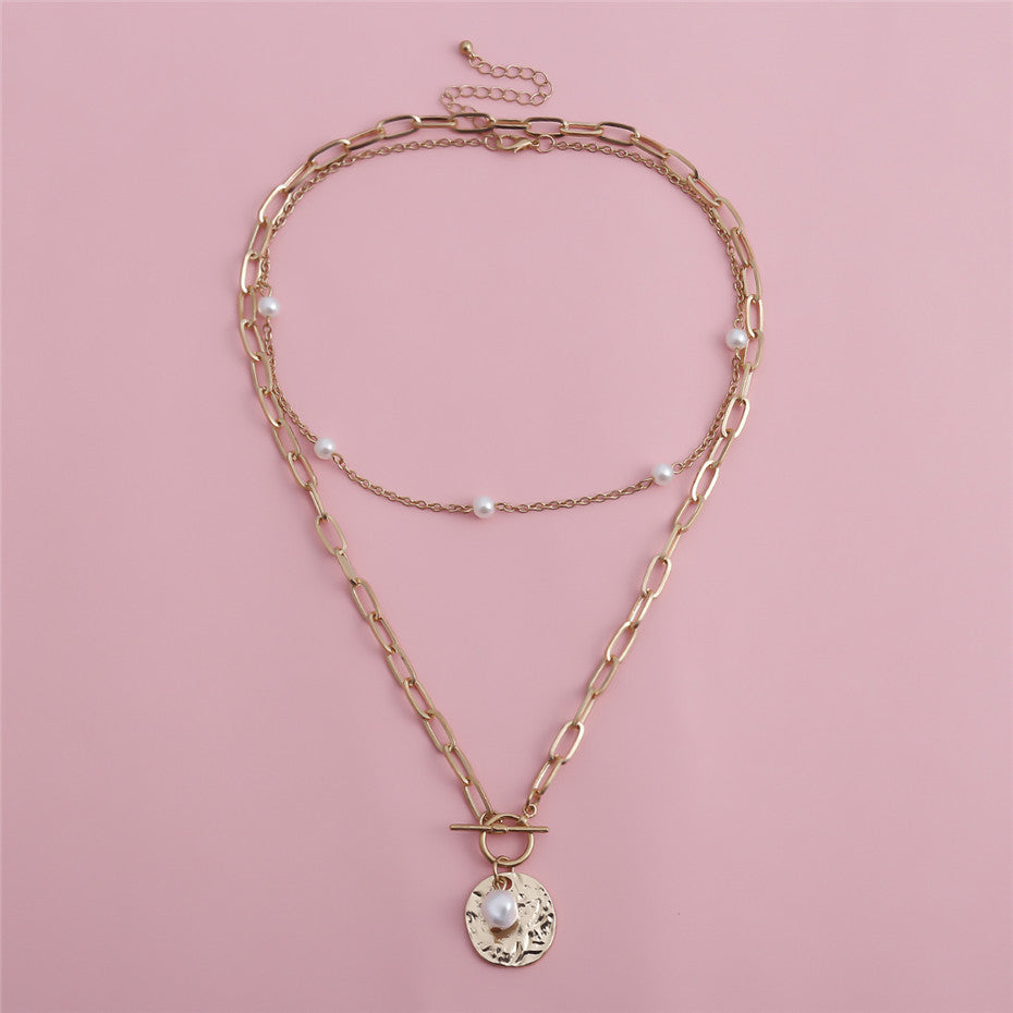 Pearl coin pendant necklace