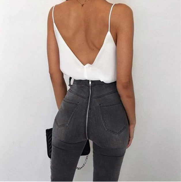 Loose lace stitching satin vest