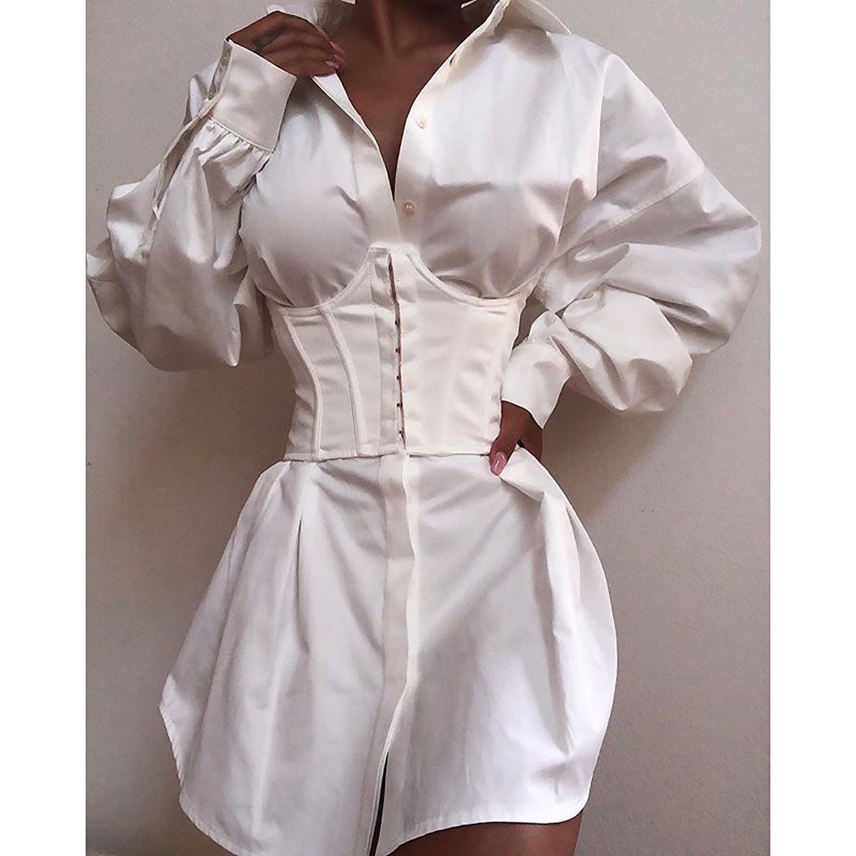 Pure Color Waist And Navel All-match Fish Bone Girdle