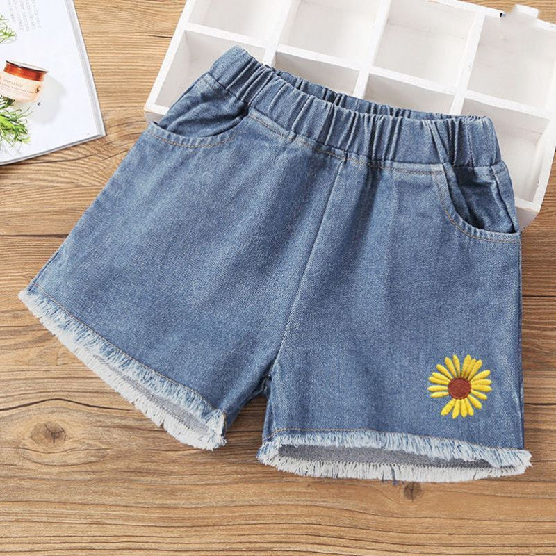 Denim Shorts Fringed Fringe Hot Pants Embroidered Leggings