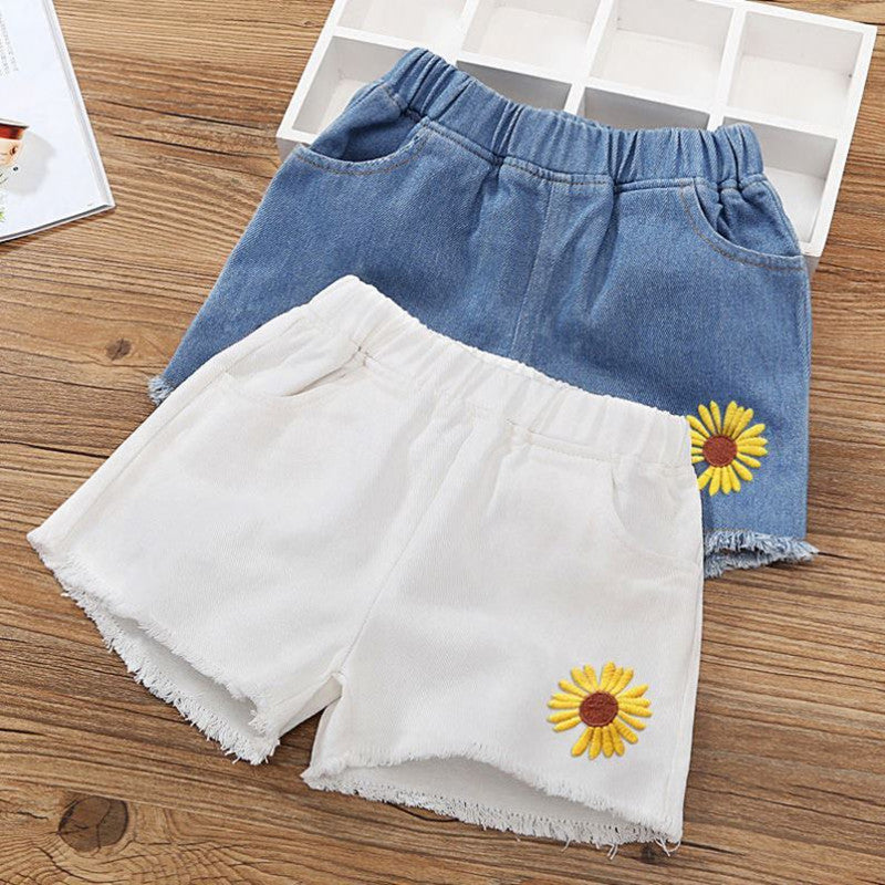 Denim Shorts Fringed Fringe Hot Pants Embroidered Leggings