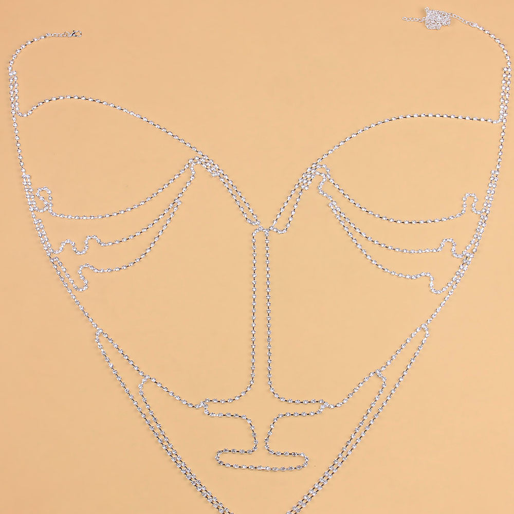 European and American cross-border new products Accessories Rhinestone Claw Chain Body Chain Sexy Bikini Bra Necklace