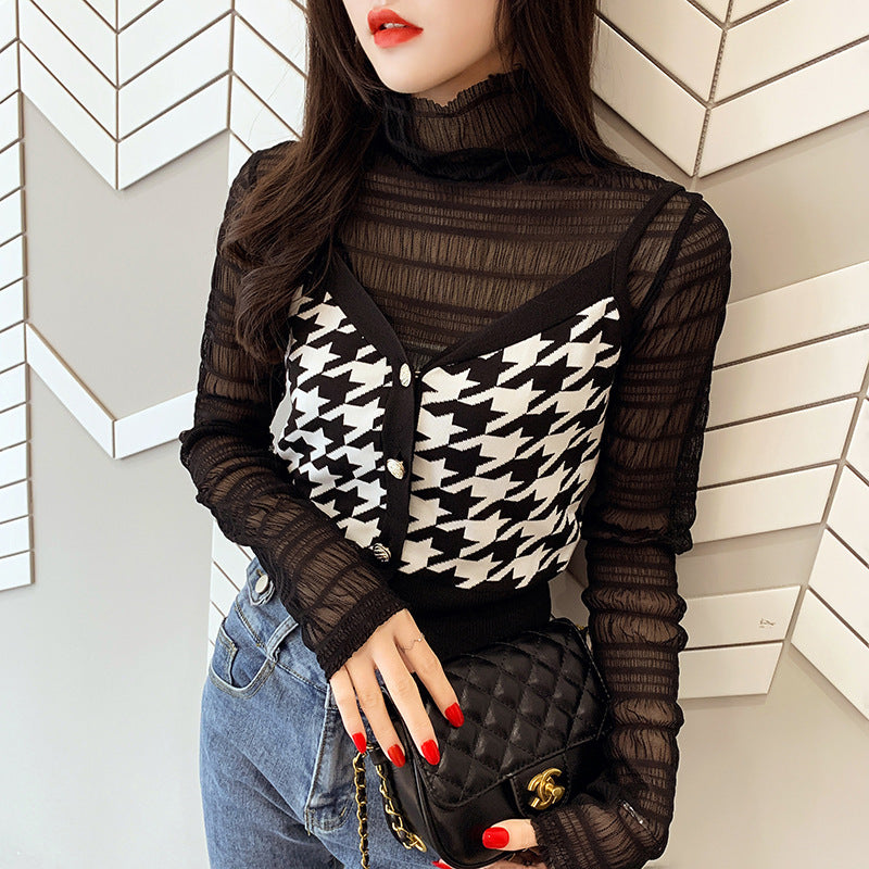 Single-breasted Knit Sweater Cardigan Vest Women Slim Slimming Sling Waistcoat Small Top Women