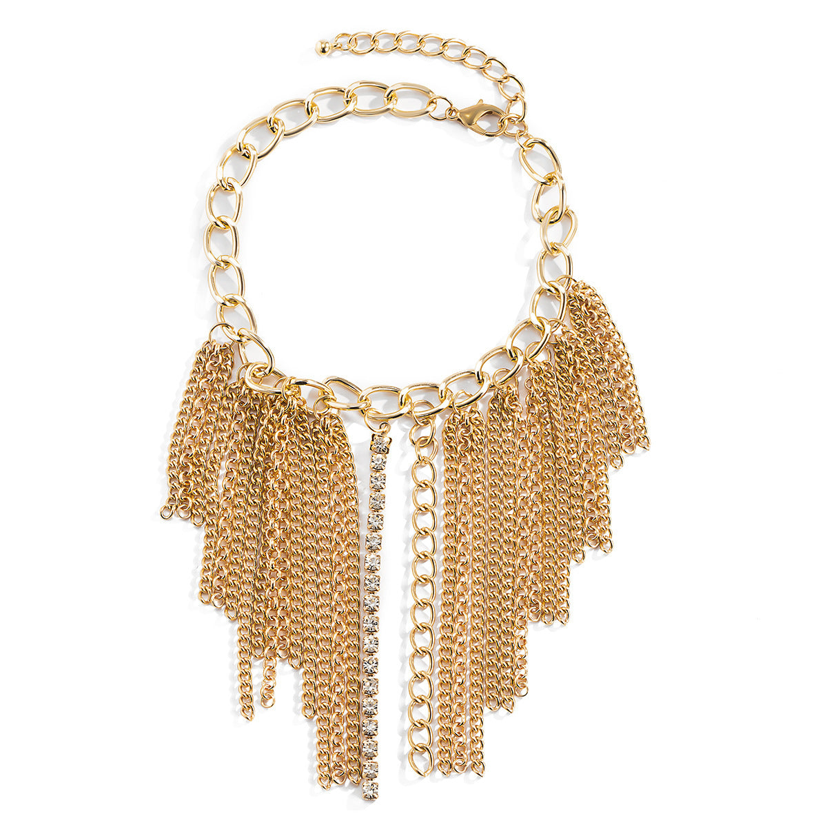 Retro Tassel Inlaid Diamond Chain Shoes With Anklet Fashion Trend Geometric High Heels Chain Women