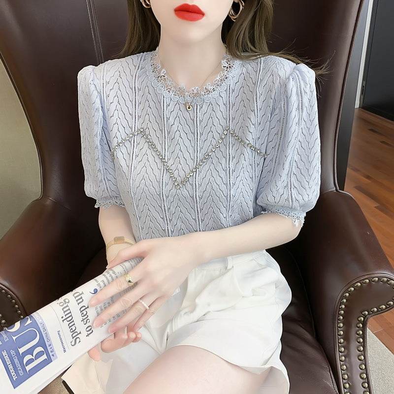 Western Style Retro Design Puff Sleeves With Blouse Women