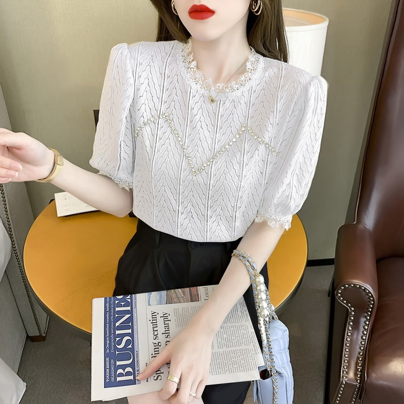 Western Style Retro Design Puff Sleeves With Blouse Women