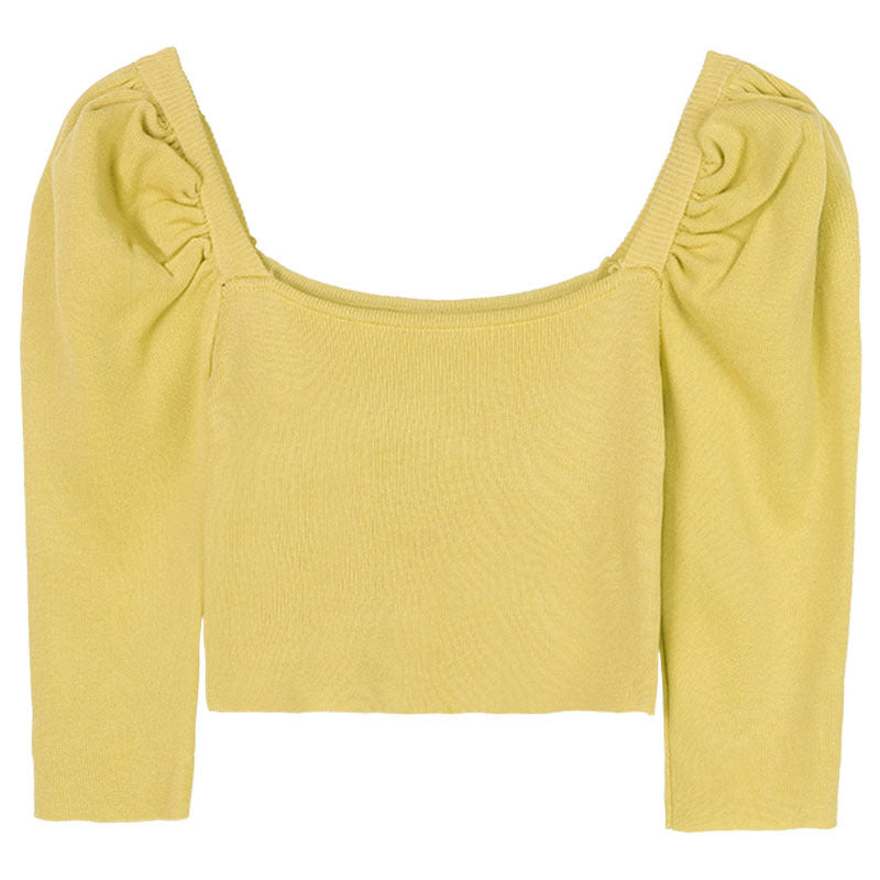 Square neck puff sleeve short sleeve