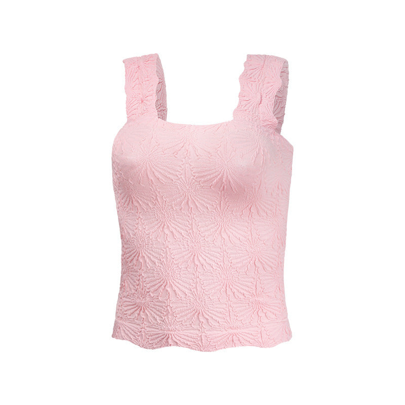Square Collar Sports Underwear Jacquard Vest