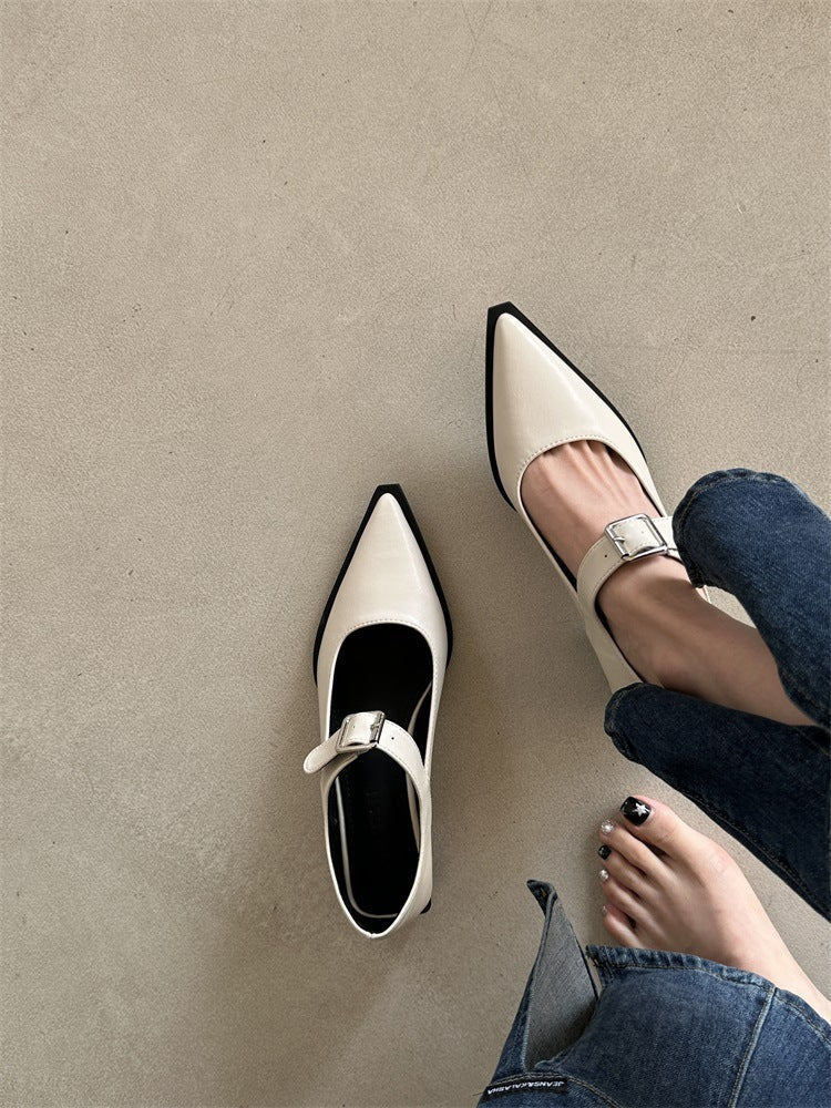Women's Fashion Pointed Toe Classic Style Mary Jane Shoes