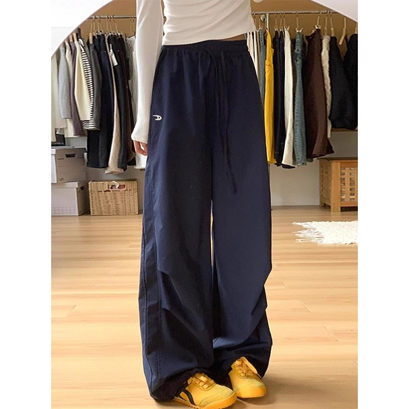 Loose Straight Casual Quick-drying Sports Pants Embroidered Wide-leg Pants