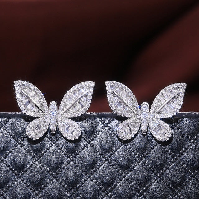 Butterfly earrings diamond earrings women