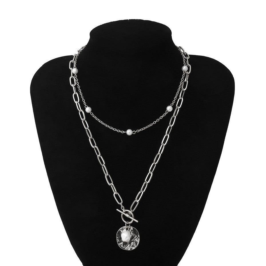 Pearl coin pendant necklace