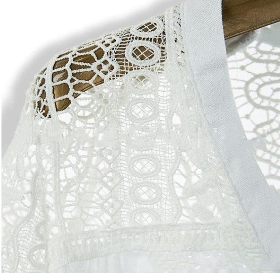 V-neck Lace Flared Sleeve Ladies Shirt