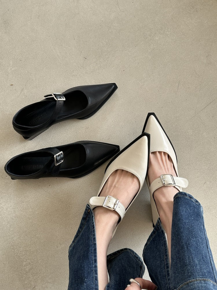 Women's Fashion Pointed Toe Classic Style Mary Jane Shoes