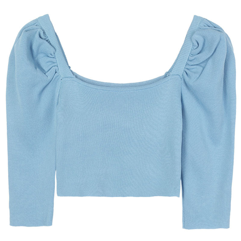 Square neck puff sleeve short sleeve