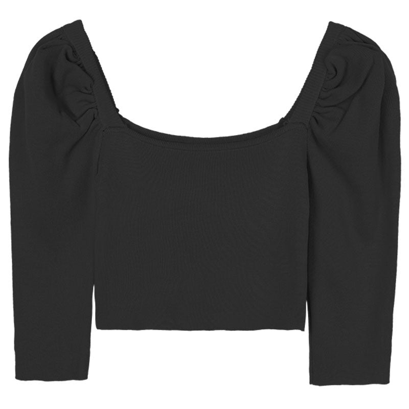 Square neck puff sleeve short sleeve