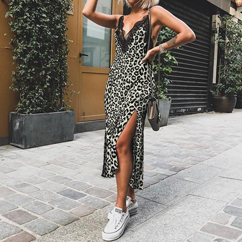 Leopard print split dress