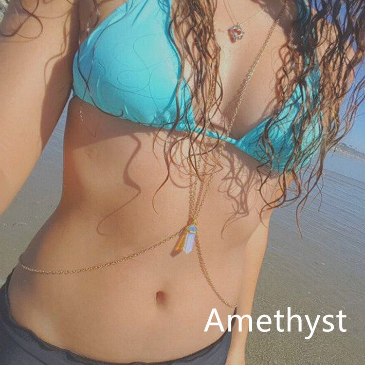 Boho Beach Bikini Hexagon Pendant Waist Chain