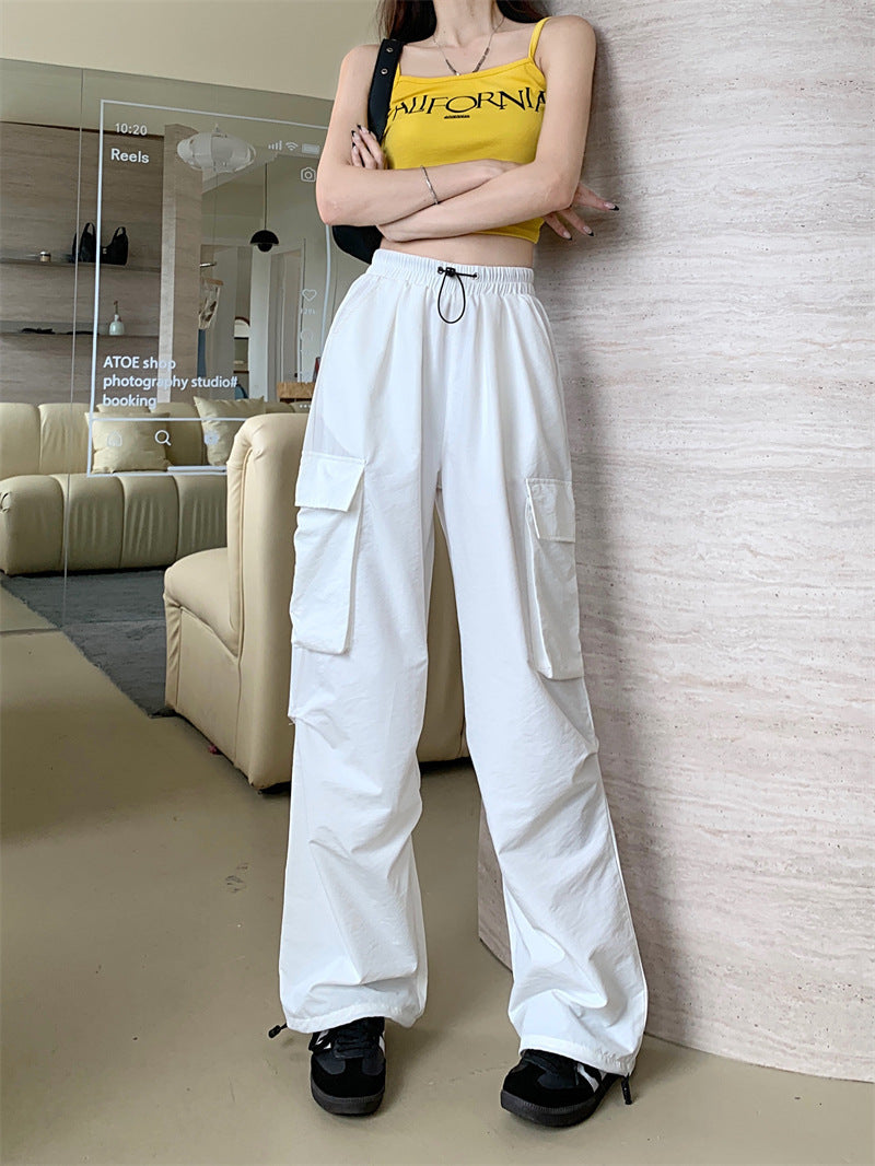 Workwear Pants Women's Thin High Waist Wide Leg Trousers
