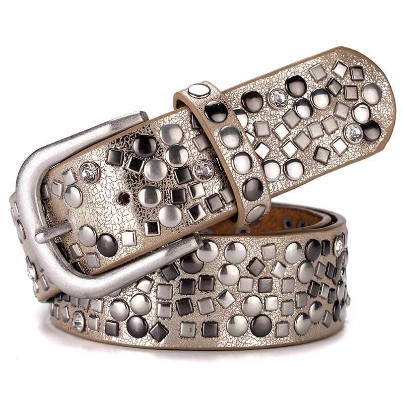 New Ladies Belt Fashion Rivet Inlaid Decoration