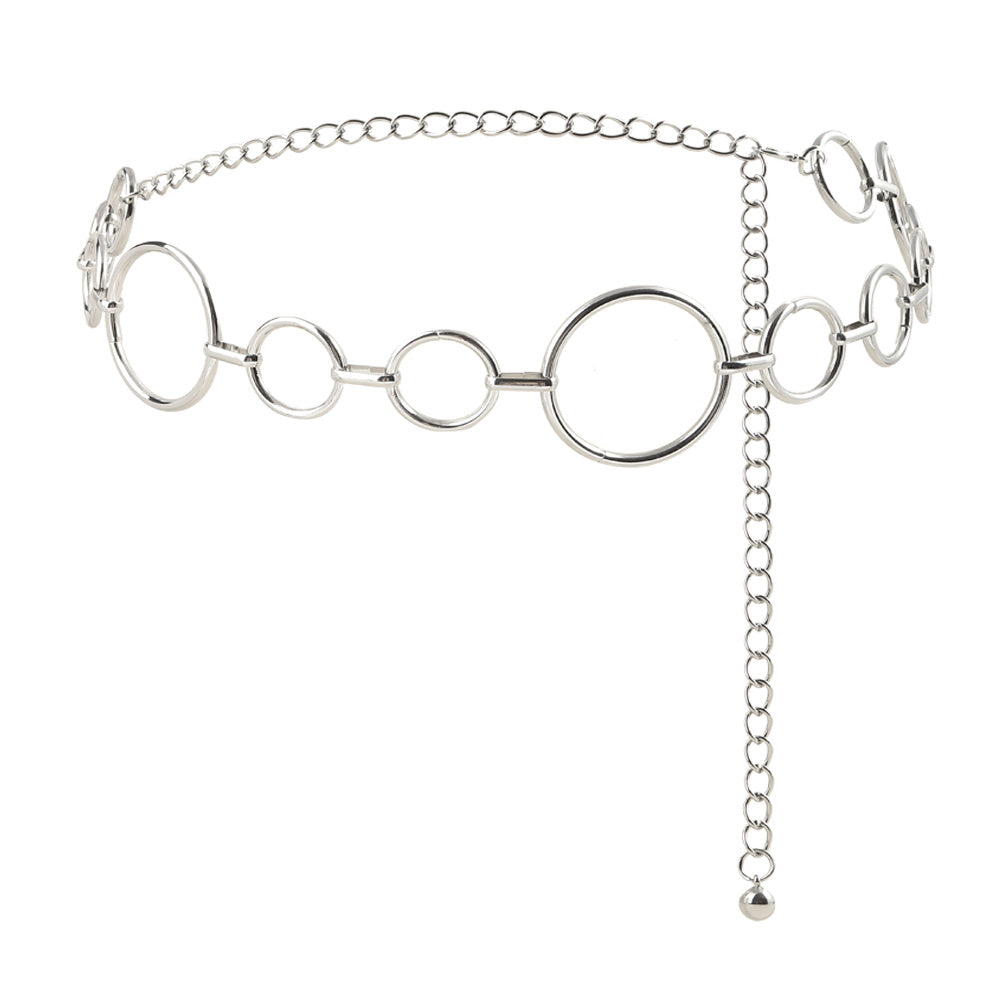 Simple Women's Waist Chain Metal Cutout Large Circle Sexy Body Chain