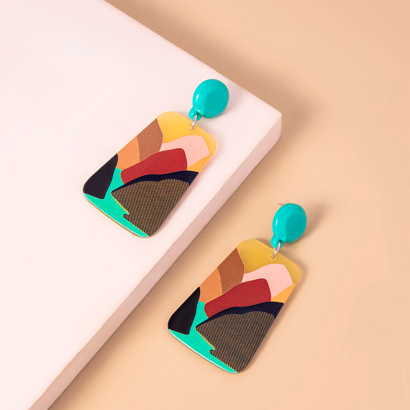 Boho Abstract Art Painting Acrylic Earrings