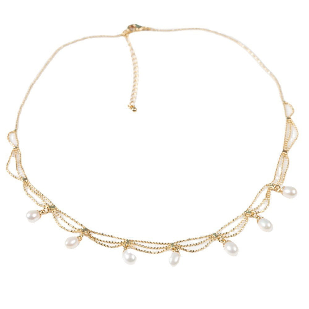 French Temperament Natural Pearl Dress Necklace Ladies