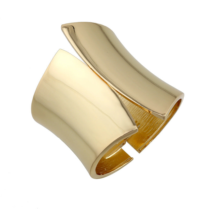European and American exaggerated metal glossy punk super wide bracelet