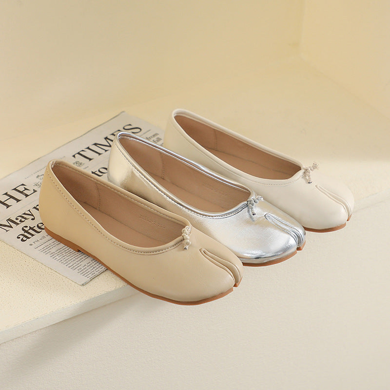 Women's French Mary Jane Split Toe Flat Shoes