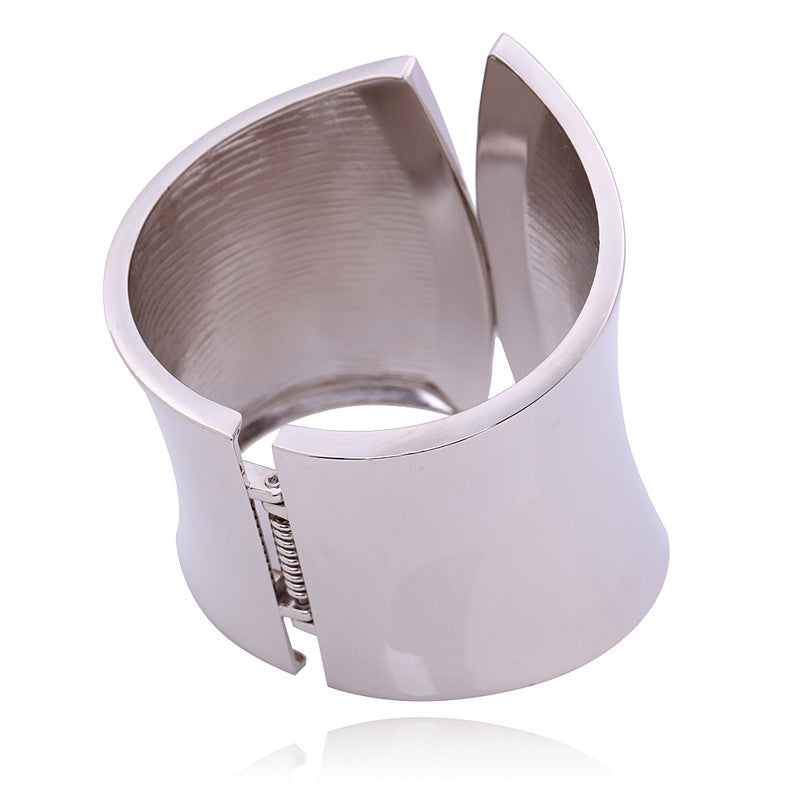 European and American exaggerated metal glossy punk super wide bracelet
