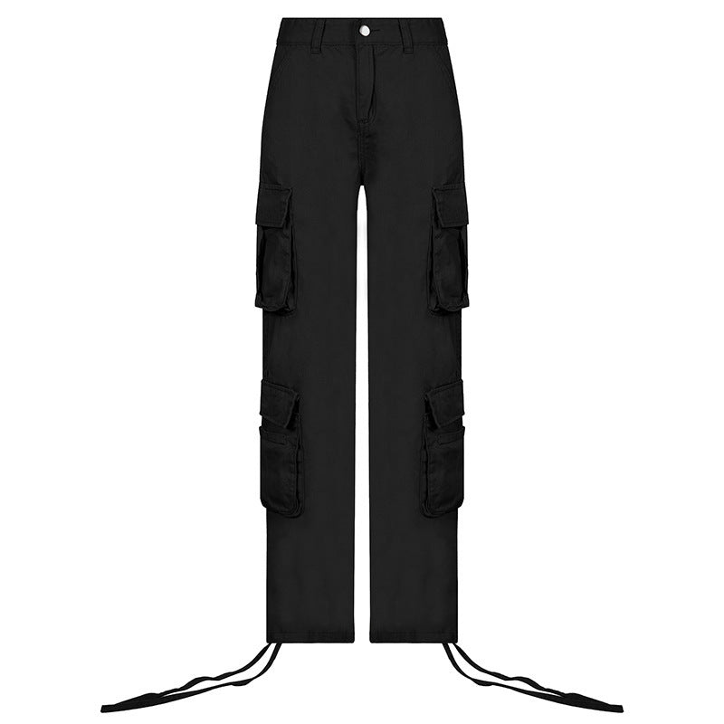 Women's Multi-Pocket Low Rise Cargo Straight Pants