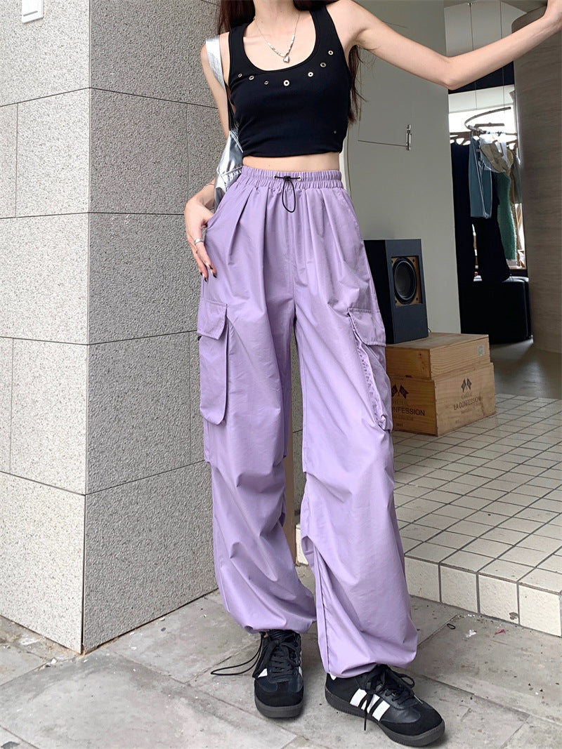 Workwear Pants Women's Thin High Waist Wide Leg Trousers