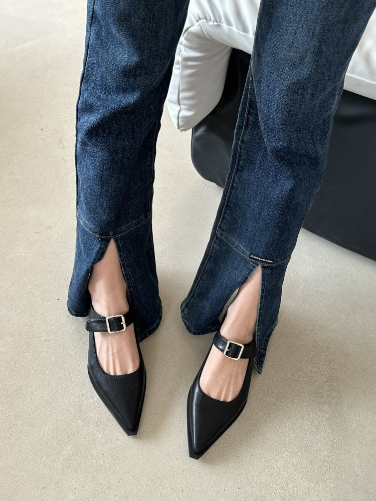 Women's Fashion Pointed Toe Classic Style Mary Jane Shoes