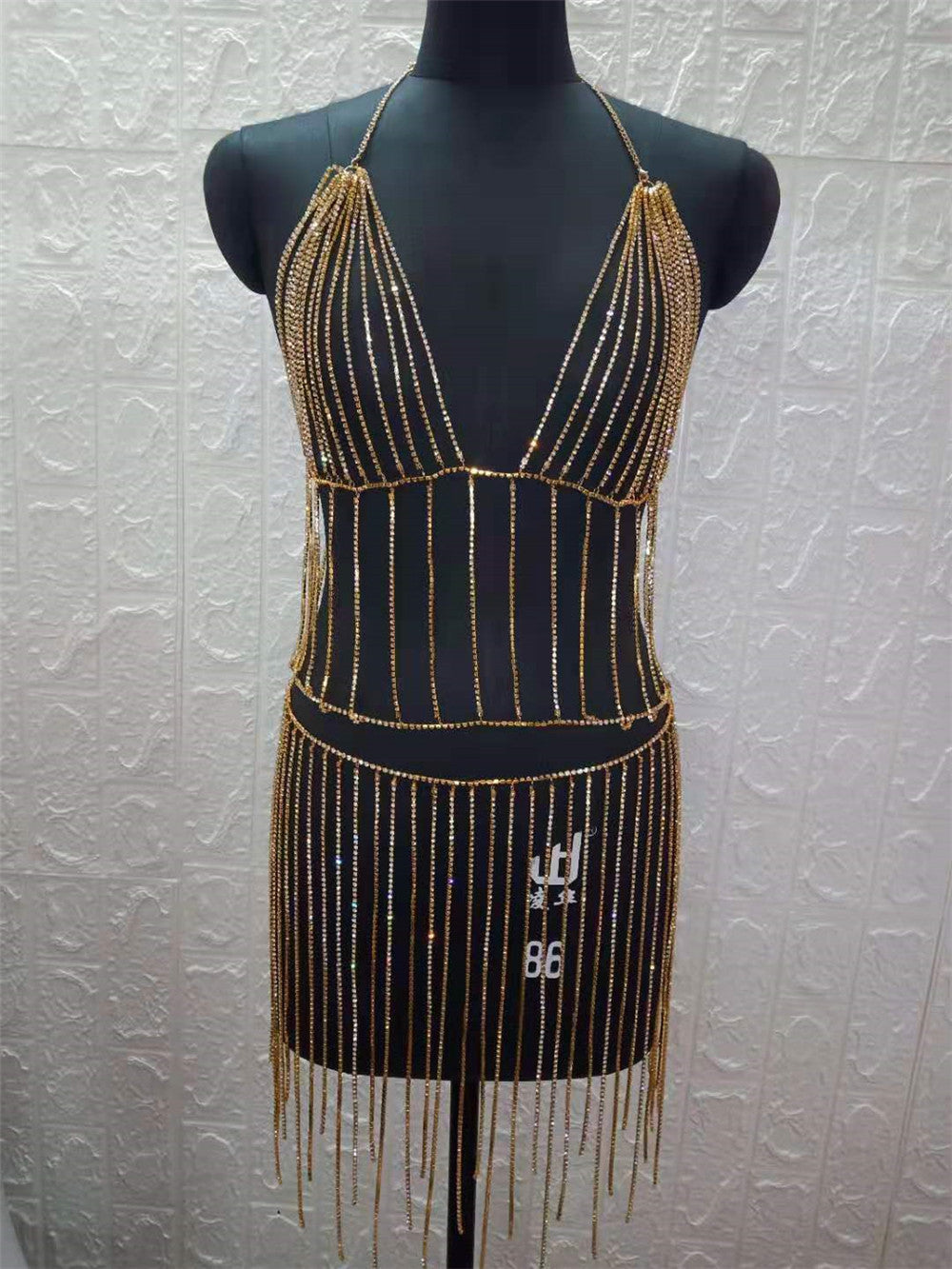 Suspender Bra Body Chain Skirt