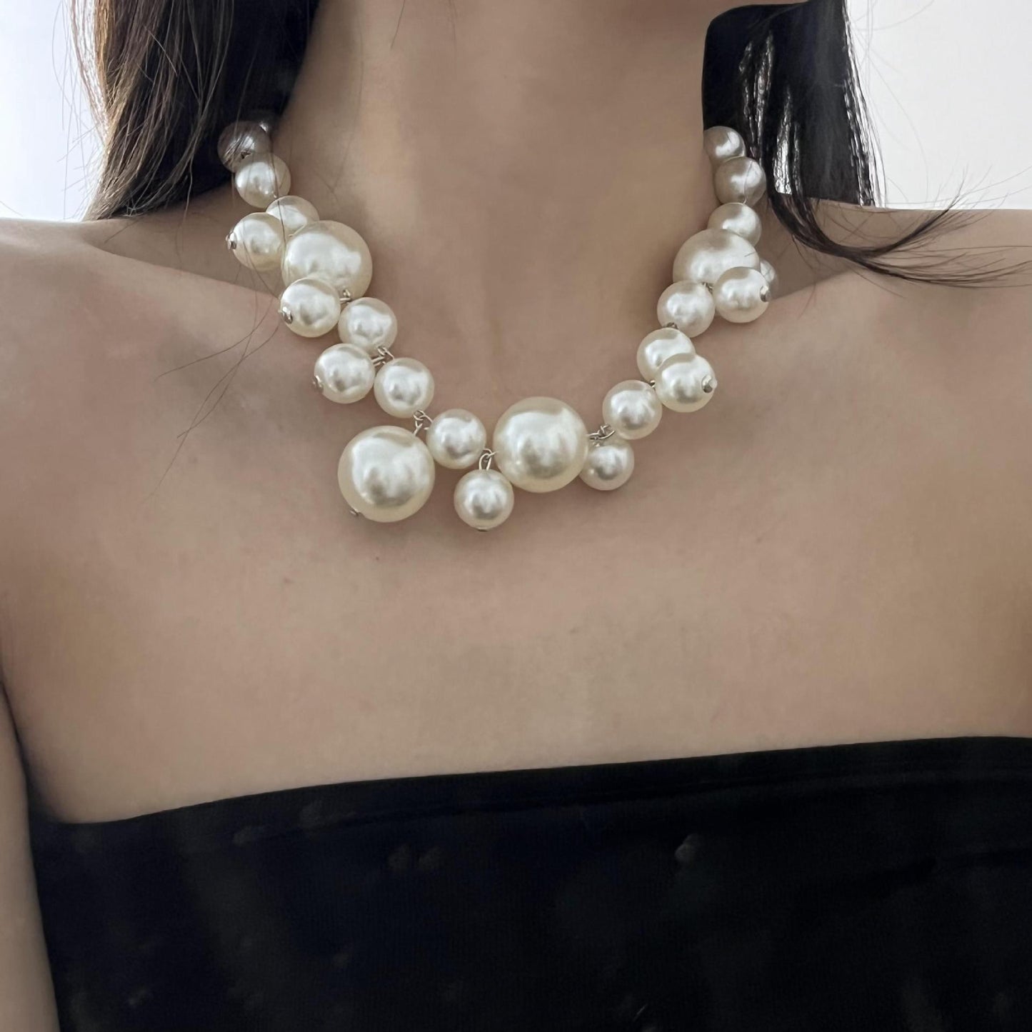 Large And Small Pearls Stitching Light Luxury Necklace
