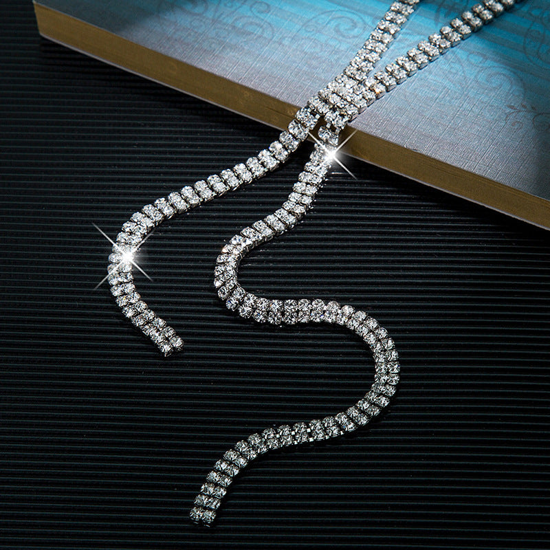 Tassel Crystal Sweater Chain Long Simple Personality Versatile Necklace Women