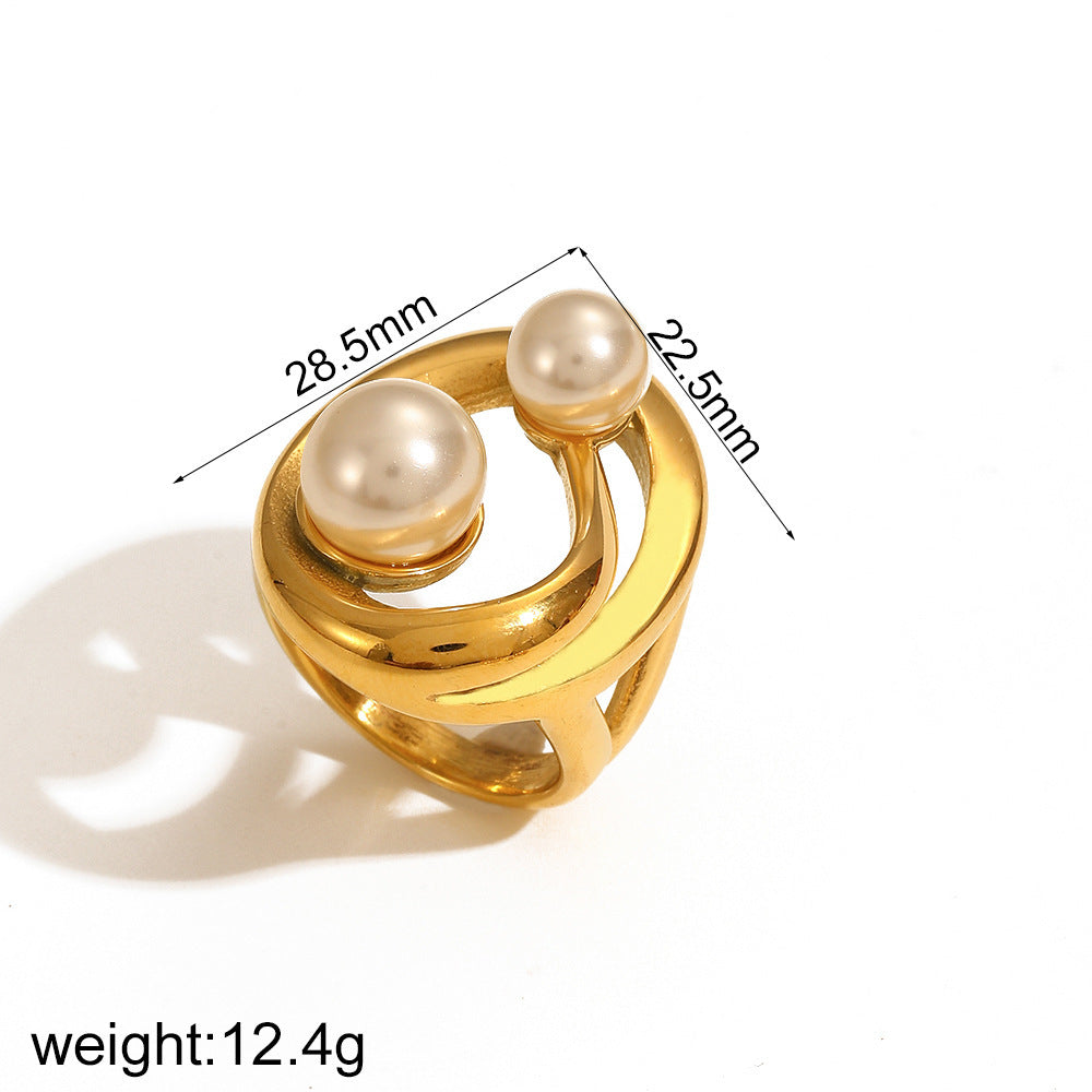 Geometric Winding Titanium Steel Ring Fashion
