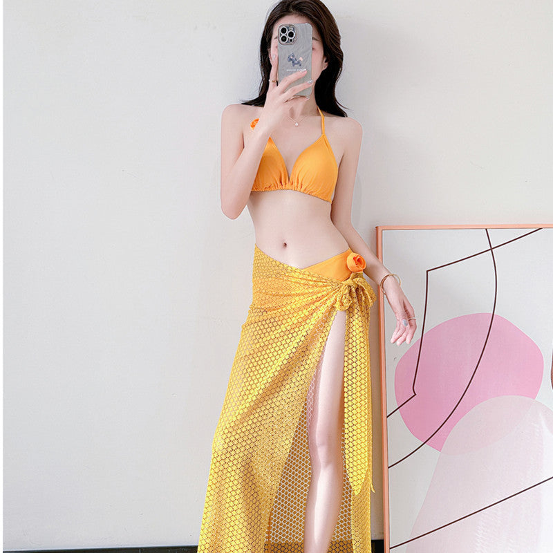 Vacation Swimwear Women's Bikini Three-piece Suit