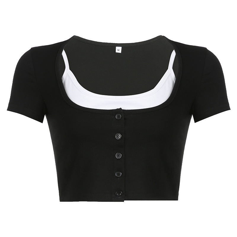 Square Neck Short Sleeve Top